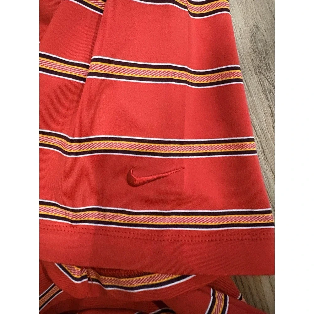 Nike‎ Golf Polo Shirt Dri-Fit UV Men's XXL Orange Stripes Stretch Short Sleeve